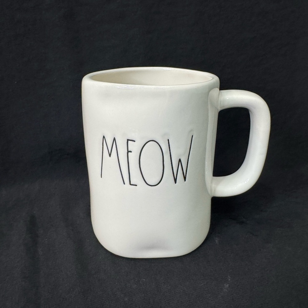 Rae Dunn White 'Meow' Mug